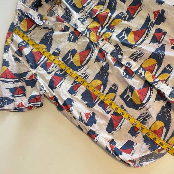 J. Crew Sailboat Print Button Shirt Mens Large Cotton Nautical Preppy Boats - Picture 9 of 9